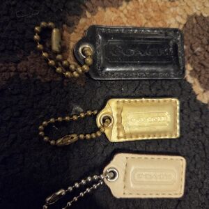 Coach Trio Leather Keychain Set - Black, Gold, Tan
